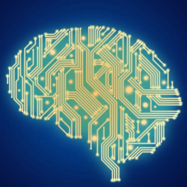 Circuit board in human brain form. Technological illustration. — Stock Photo, Image