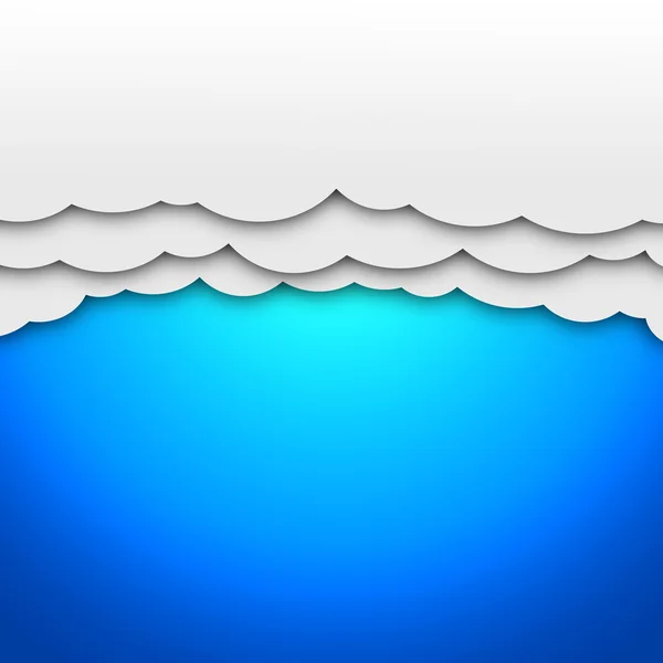 그라데이션 블루 배경 위에 흰 종이 구름 — 스톡 사진