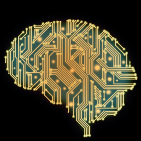 Illustration of circuit board in human brain form — Stock Photo, Image