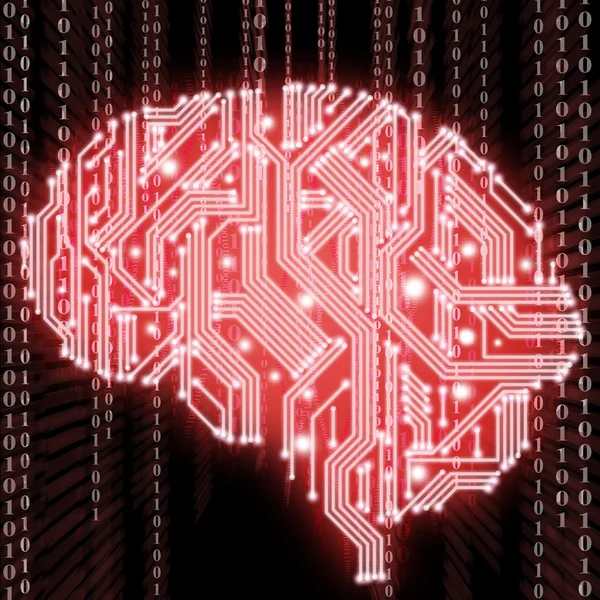 Ilustración del tablero de circuito en forma de cerebro humano — Foto de Stock