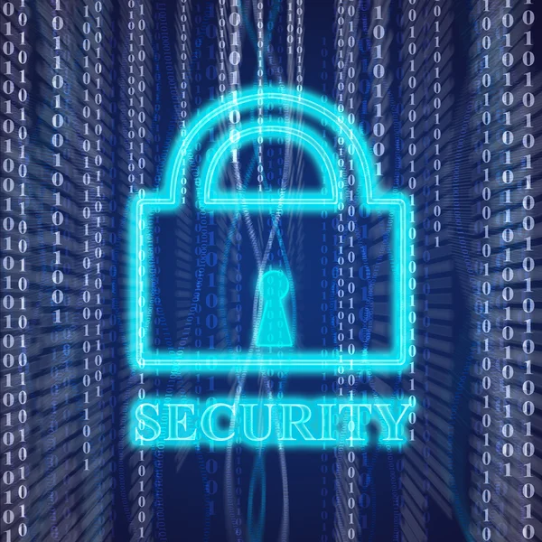 Lock Illustration with word "Security" and numbers falling on background — Stock Photo, Image