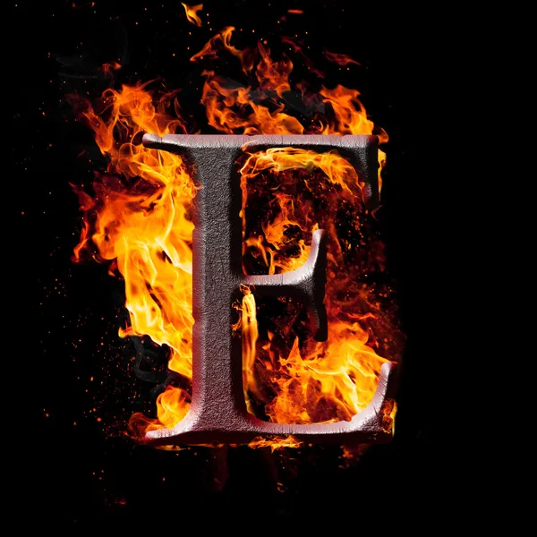 High resolution iron letters illustration in fire on black background —  Fotos de Stock