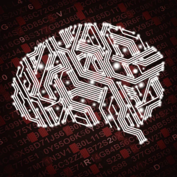 Illustration of circuit board in human brain form — Stock Photo, Image