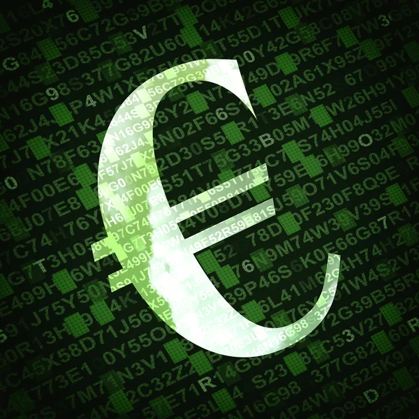 Euro-valutateken met cijfers en letters op achtergrond — Stockfoto