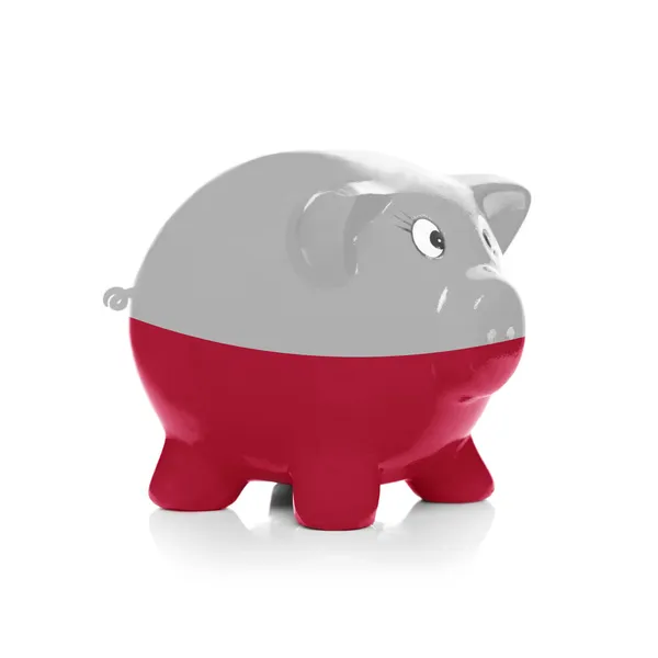Piggy bank met vlag coating overheen - Polen — Stockfoto