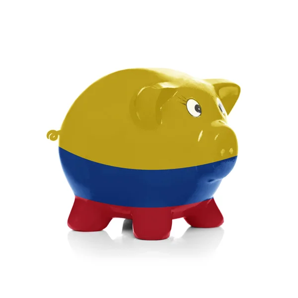 储钱罐涂国旗时在它-哥伦比亚 — 图库照片