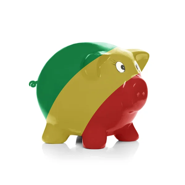 Piggy bank met vlag coating overheen - congo-brazzaville — Stockfoto