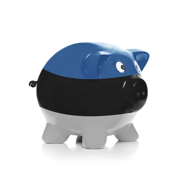 Piggy bank met vlag coating overheen - Estland — Stockfoto