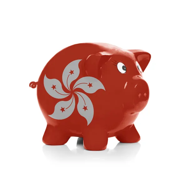 Piggy bank a zászló bevonat rajta - hong kong — Stock Fotó