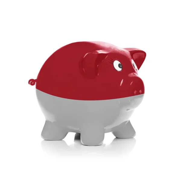 Piggy bank with flag coating over it - Indonesia — Stock Photo, Image