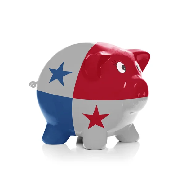 Piggy bank with flag painting over it - Panama — Stock Photo, Image