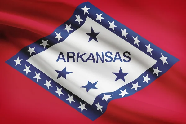 Series of ruffled flags. State of Arkansas. — Stock Photo, Image