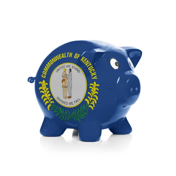 Piggy bank with flag coating over it - Commonwealth of Kentucky — Stock Photo, Image