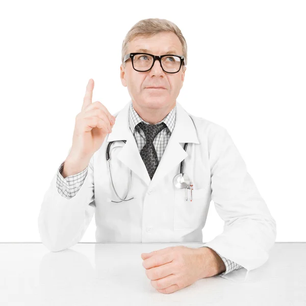 Doctor at his working desk having some idea - 1 to 1 ratio image — Stock Photo, Image