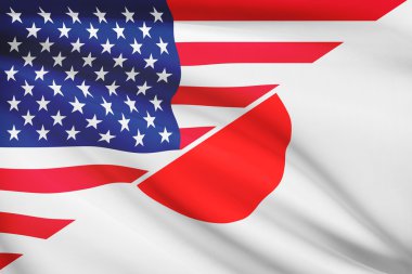 fırfır yakalı bayrakları dizi. ABD ve Japonya.