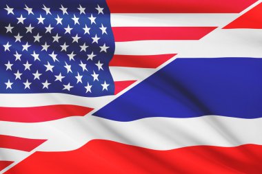 fırfır yakalı bayrakları dizi. ABD ve Tayland.