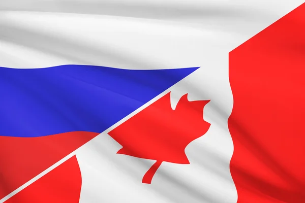 Series of ruffled flags. Russia and Canada — Stock Photo, Image