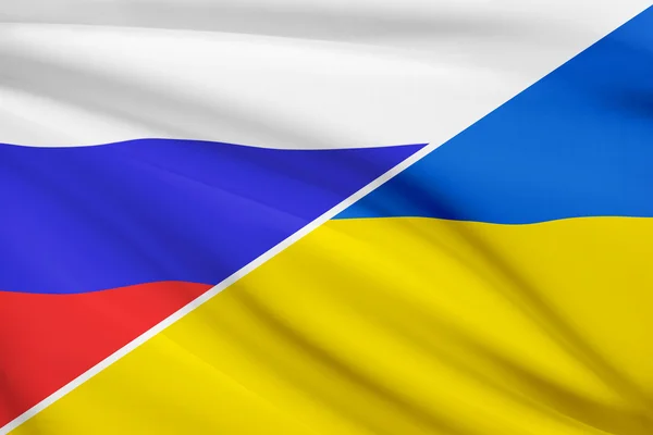 Série nabíranou vlajek. Rusko a Ukrajina. — Stock fotografie