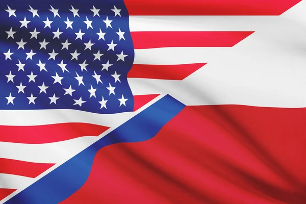 Series of ruffled flags. USA and Czech Republic. — Stock Photo, Image