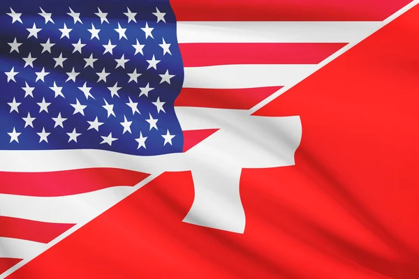 Series of ruffled flags. USA and Switzerland. — Stock Photo, Image