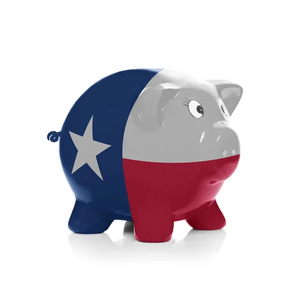 Piggy bank with flag coating over it - Lone star Texas State Flag — Stock Photo, Image