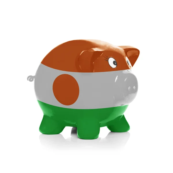 Piggy bank with flag coating over it - Niger — Stock Photo, Image