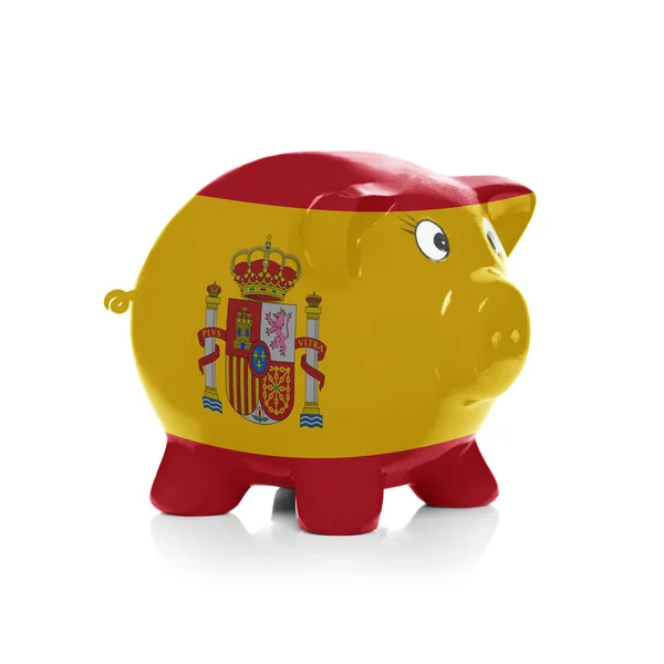 Piggy bank with flag painting over it - Spain — Stock Photo, Image