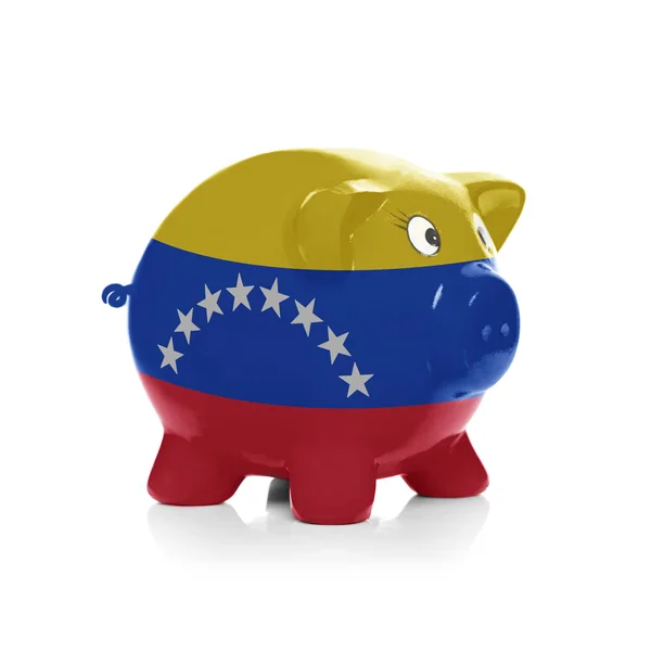 Skarbonka z malarstwa flaga nad nim - Wenezuela — Zdjęcie stockowe