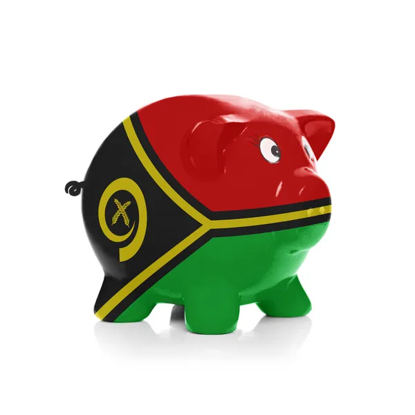 Piggy bank with flag painting over it - Vanuatu — Stock Photo, Image