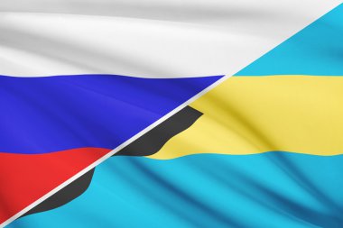 fırfır yakalı bayrakları dizi. Rusya ve barbados.