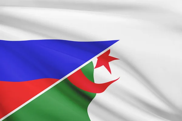 Serie von gekräuselte Flags. Russland und Algerien. — Stockfoto