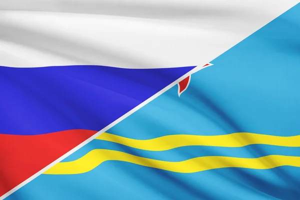 Series of ruffled flags. Russia and Aruba. — Stock Photo, Image