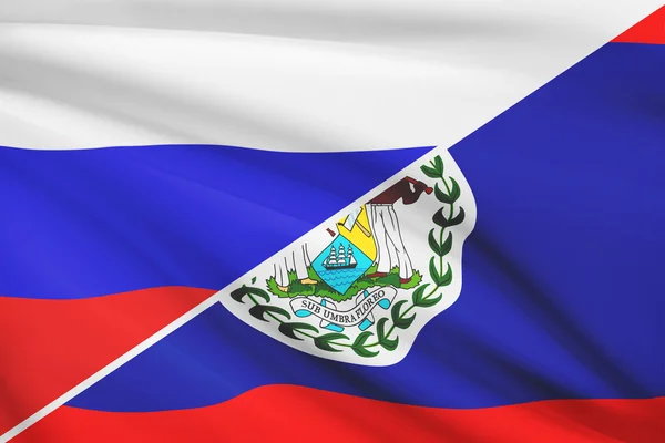 Series of ruffled flags. Russia and Belize. — Stock Photo, Image