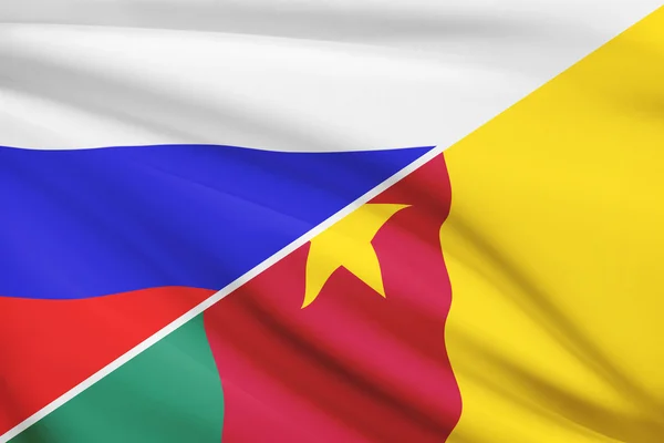 Série nabíranou vlajek. Rusko a Kamerunu. — Stock fotografie