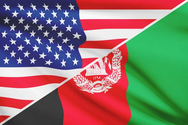 Serie von gekräuselte Flags. USA und afghanistan. — Stockfoto