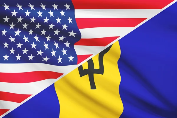 Serie de banderas con volantes. Estados Unidos y barbados. — Foto de Stock
