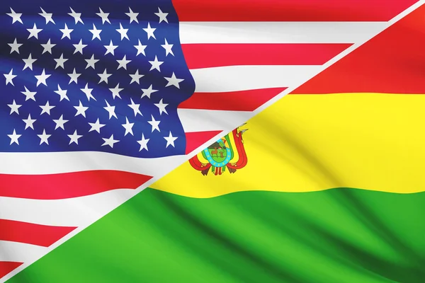 Serie di bandiere arruffati. USA e bolivia. — Foto Stock