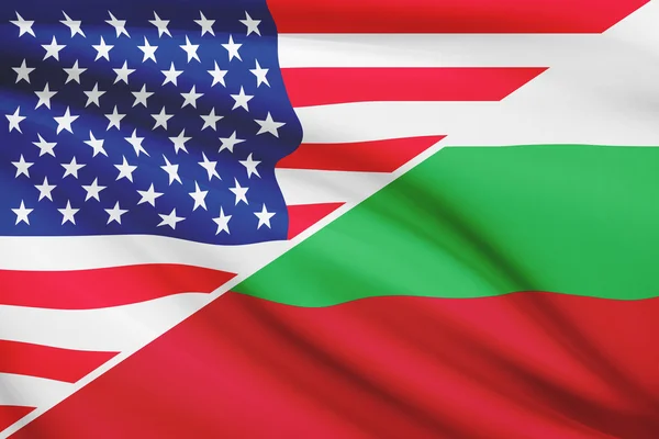 Serie von gekräuselte Flags. USA und Bulgarien. — Stockfoto