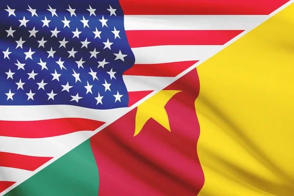 Serie di bandiere arruffati. USA e Camerun. — Foto Stock