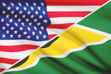 fırfır yakalı bayrakları dizi. ABD ve guyana kooperatif Cumhuriyeti.