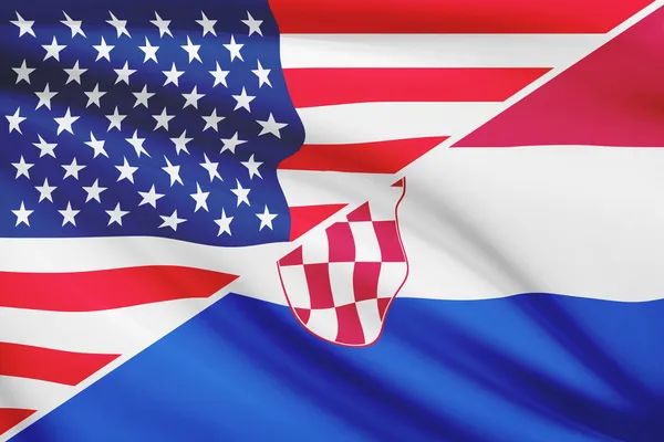 Series of ruffled flags. USA and Republic of Croatia. — Stock Photo, Image