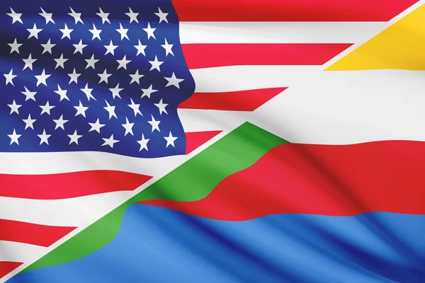 Série nabíranou vlajek. USA a Komorskou unií. — Stock fotografie
