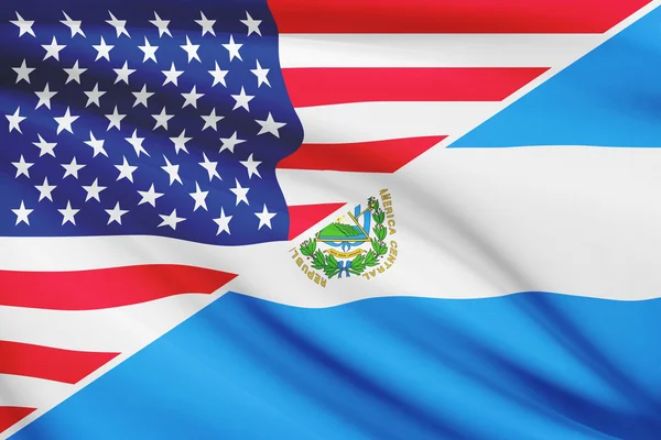 Série de drapeaux ébouriffé. USA et la République del salvador. — Foto Stock