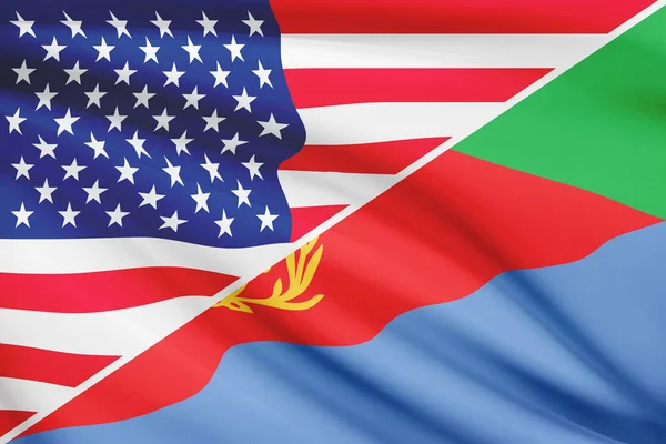 Serie von gekräuselte Flags. USA und des Staates eritrea. — Stockfoto