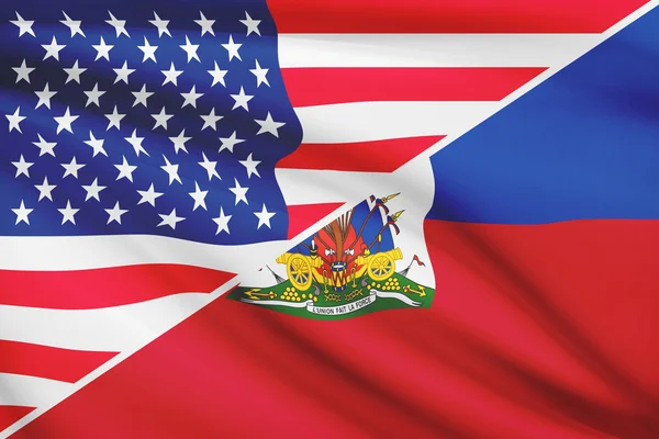 Serie di bandiere arruffati. Stati Uniti d'America e la Repubblica di haiti. — Foto Stock