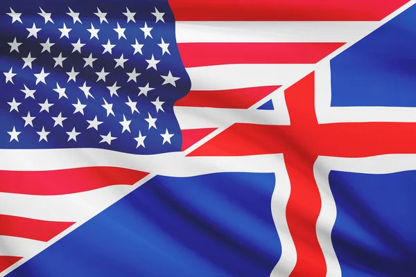 Serie av ruggig flaggor. USA och Island. — Stockfoto
