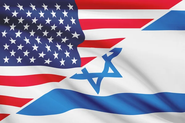 Серія гофровані прапори. США і держави Ізраїль. — стокове фото