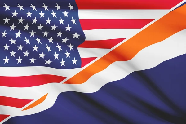 Serie di bandiere arruffati. Stati Uniti d'America e la Repubblica delle isole marshall. — Foto Stock