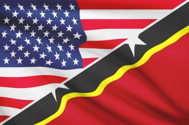 fırfır yakalı bayrakları dizi. ABD ve Aziz christopher ve nevis Federasyonu.