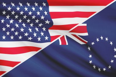 fırfır yakalı bayrakları dizi. ABD ve cook Adaları.